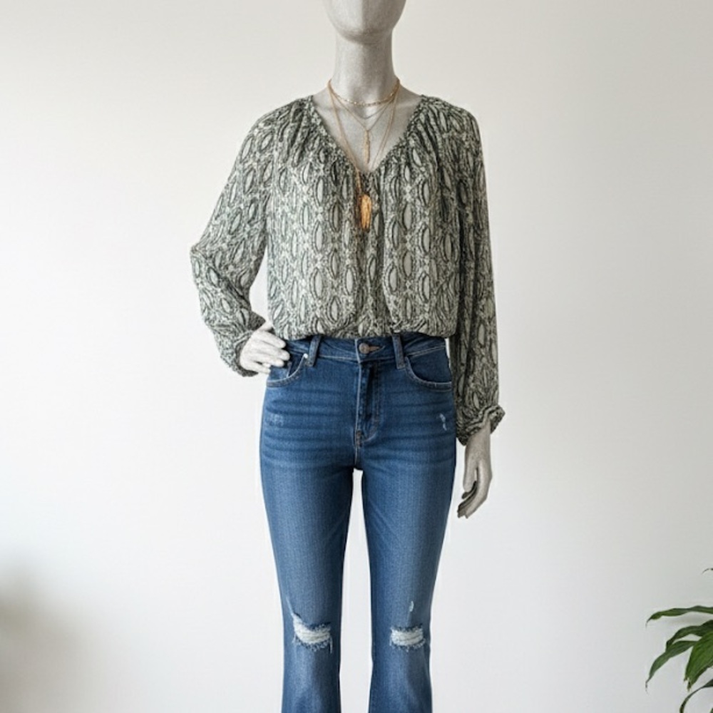 Zara Green Patterned Blouse
